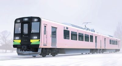 写真：アルミ合金製の車体は、淡いピンクに塗装する（ＪＲ北海道提供）