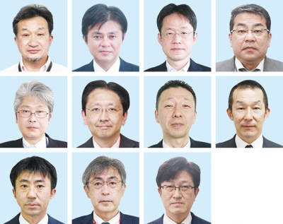 写真：（上段左から）田中道郎氏、平田雅樹氏、千葉浩樹氏、森元俊明氏（中段左から）沼田久人氏、菊地徹氏、笠井康之氏、田中弥寿雄氏（下段左から）安部直也氏、齊藤玲二氏、田上和彦氏