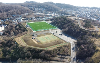写真：４月にオープンするリーフラスフットボールパーク＝室蘭市祝津町