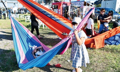 写真：子どもたちに人気だったハンモックコーナー