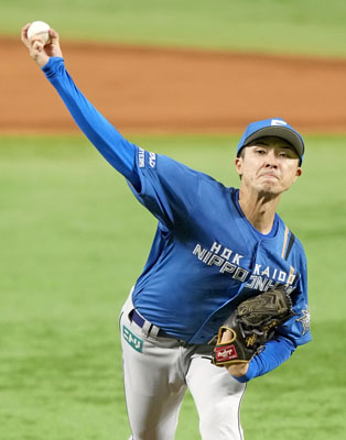 写真：６回３失点で９勝目を挙げた日本ハム・上沢＝ペイペイドーム