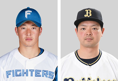写真：日本ハムの吉田輝星投手（左）、オリックスの黒木優太投手