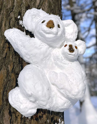 写真：雪のコアラの親子＝札幌市の円山公園（田中宏美さん提供）