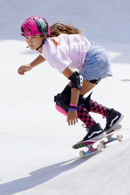 写真：スケートボード女子パークのパリ五輪予選第４戦で４位となったアリサ・トルー＝ドバイ（共同）