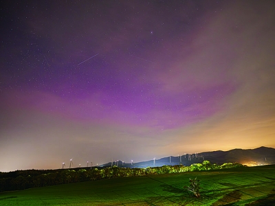 写真：室蘭の夜空でも確認できたオーロラ（提供写真）