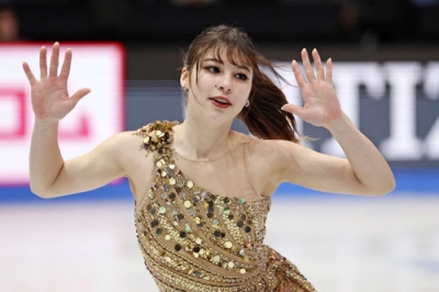 写真：世界選手権の女子フリーで演技するアリサ・リュウ＝３月、ボストン（共同）