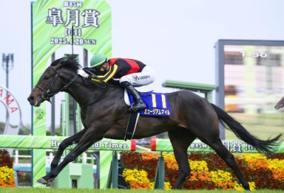 写真：第８５回皐月賞を制したモレイラ騎乗のミュージアムマイル＝中山競馬場