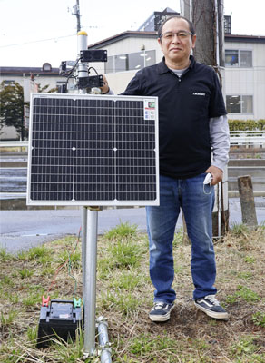 写真：バードソニックを開発した「ティ．エム．ワークス」の轟秀明社長＝４月、山梨県富士河口湖町