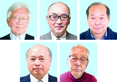 写真：（上段左から）大渕紀夫さん、横山実さん、三浦忠雄さん、（下左から）岸徳光さん、笠井秀敏さん