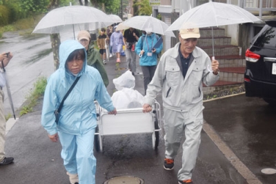 写真：前回初めて開催された全市一斉防災避難訓練＝２０２３年９月９日