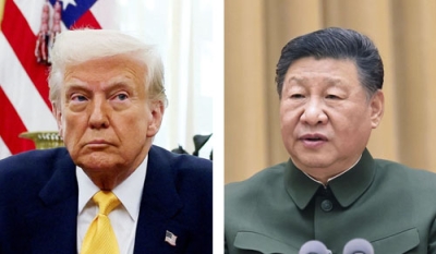 写真：トランプ米大統領（左、ロイター＝共同）、中国の習近平国家主席（新華社＝共同）