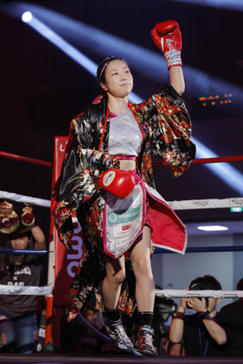 写真：ＷＢＡ女子ミニマム級タイトルマッチに臨む黒木優子＝６月、東京・後楽園ホール