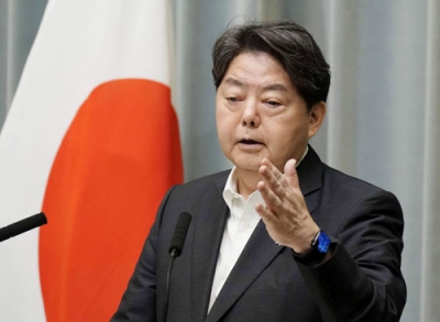 写真：記者会見する林官房長官＝２２日午前、首相官邸