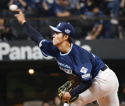 写真：プロ初登板で先発し、３回を完璧に抑えた日本ハム・柴田＝エスコンフィールド