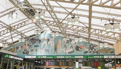 写真：東京の上野駅にある猪熊弦一郎の壁画「自由」（ＪＲ東日本提供）