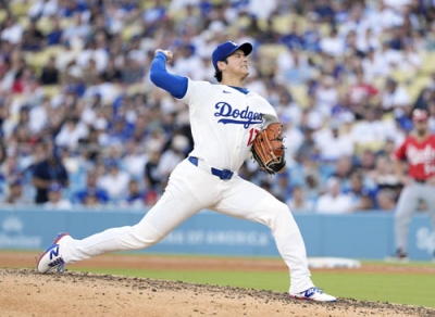 写真：レッズ戦に先発登板したドジャース・大谷＝ロサンゼルス（共同）
