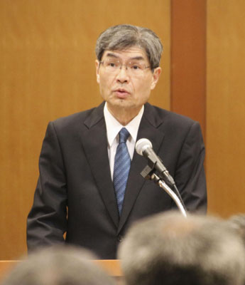 写真：東京都内で開いた全国会議で訓示する警察庁の楠芳伸長官＝５日午前