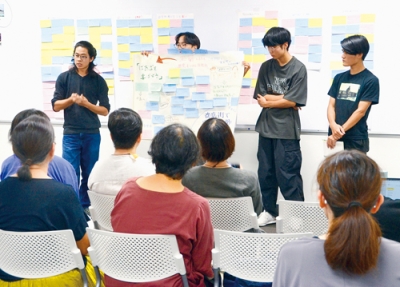 写真：地域課題の解決に向けたアイデアを提案した発表会