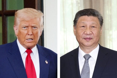 写真：トランプ米大統領（左、ロイター＝共同）、中国の習近平国家主席（新華社＝共同）