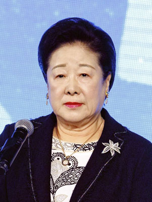 写真：世界平和統一家庭連合（旧統一教会）の韓鶴子総裁（ゲッティ＝共同）
