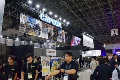 写真：「東京ゲームショウ２０２５」のカプコンのブース＝２５日午前、千葉市の幕張メッセ