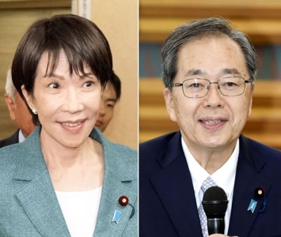 写真：自民党の高市総裁（左）と公明党の斉藤代表