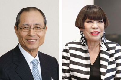 写真：王貞治氏（左）、コシノジュンコ氏