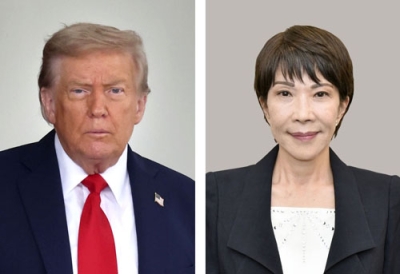 写真：トランプ米大統領（ゲッティ＝共同）、高市早苗首相