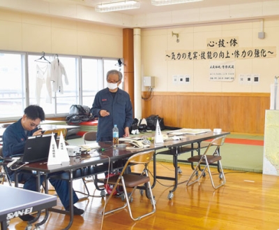 写真:有珠山噴火に備えた訓練で伊達署内に設置された「災害警備本部」