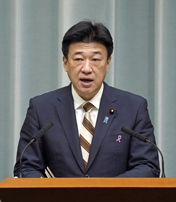 写真：記者会見する木原官房長官＝１２日午前、首相官邸