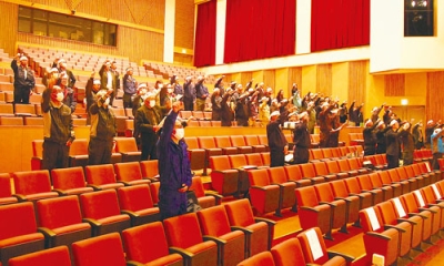 写真：無事故を誓った事故防止総決起大会