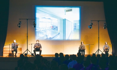 写真：朗読劇で命のありがたみを生徒らに伝えるチームいちばん星