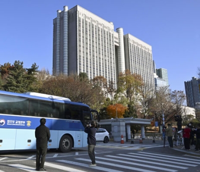写真：旧統一教会総裁、韓鶴子被告の初公判が開かれたソウル中央地裁＝１日（共同）