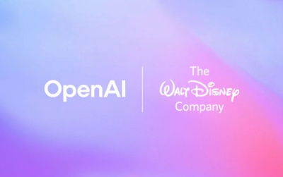 写真:米オープンAIとウォルト・ディズニーのロゴ(オープンAIのプレスリリースから、共同)