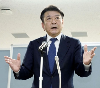 写真：記者会見する東京電力ホールディングスの小早川智明社長＝２４日午後、東京都千代田区の本社