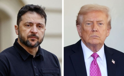 写真：ウクライナのゼレンスキー大統領（ロイター＝共同）、トランプ米大統領（ゲッティ＝共同）