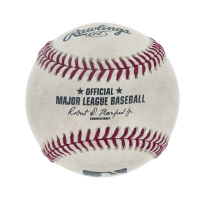 写真：大谷翔平選手が昨年１０月のナ・リーグ優勝決定シリーズ第４戦で放った３本目のホームランボール（米競売会社ゴールディン提供、共同）