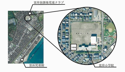 写真：富岸地区の新しい子育て支援施設の整備予定地（登別市提供）