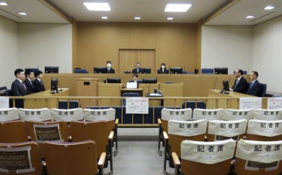 写真:安倍元首相が銃撃された事件の判決公判が開かれた奈良地裁の法廷=21日午前(代表撮影)