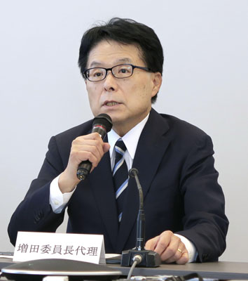 写真：記者会見する原子力損害賠償・廃炉等支援機構の増田寛也運営委員長代理＝２６日午前、東京都港区