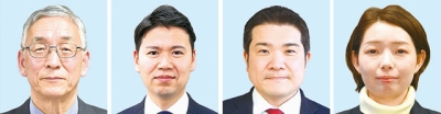 写真：（左から）立野広志氏、松下英樹氏、山岡達丸氏、菅野望帆氏＝届け出順