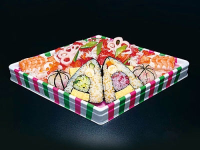 写真:新鮮なネタを彩り良く盛り付けた「ひなちらし」