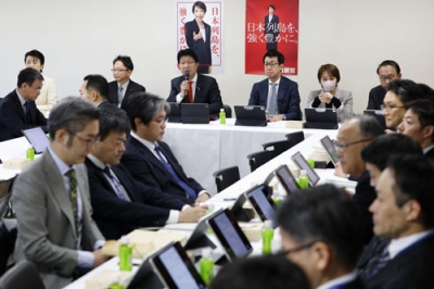 写真：自民党本部で開かれたインテリジェンス戦略本部などの合同会議＝６日午前、東京・永田町