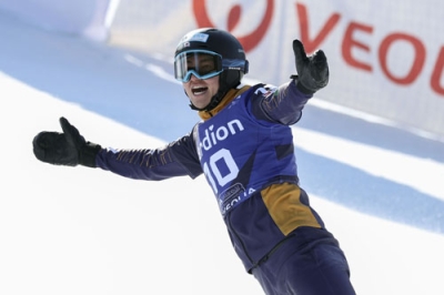 写真:スノーボードW杯パラレル回転で男子2位に入った篠原琉佑=スピンドレルブムリン(Miha Matavz/FIS提供)