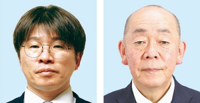写真：栃丸直士候補（左）、山崎満敬候補