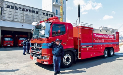 写真：豊浦支署に配備された新しい大型水槽車