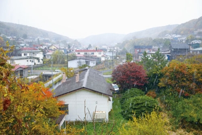 写真:平年より5日早く初雪を観測した室蘭市内=28日午前10時40分ごろ